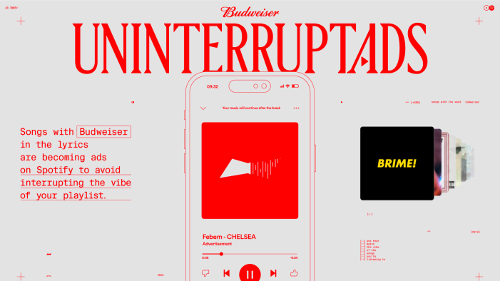 Budweiser Brazil turns songs that mention the brand into targeted ads on Spotify playlists